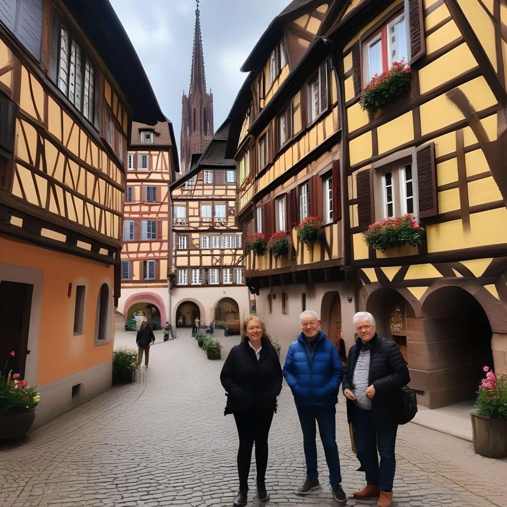groupe de touristes qui visite Strasbourg avec un chauffeur privé